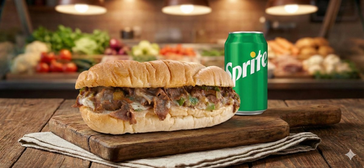 Authentic Philly Cheesesteak with white American cheese