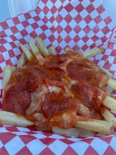 Pizza Fries with marinara and cheese