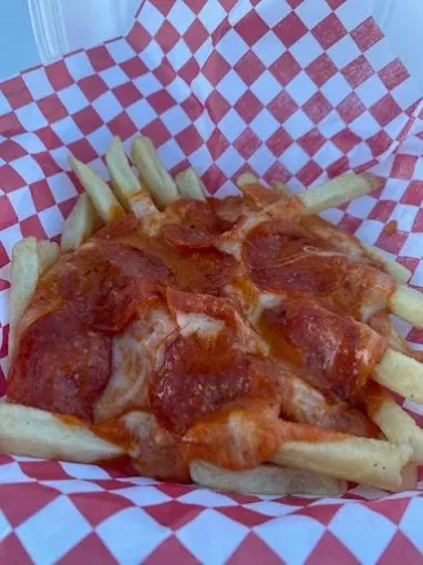 Pizza Fries with marinara and cheese